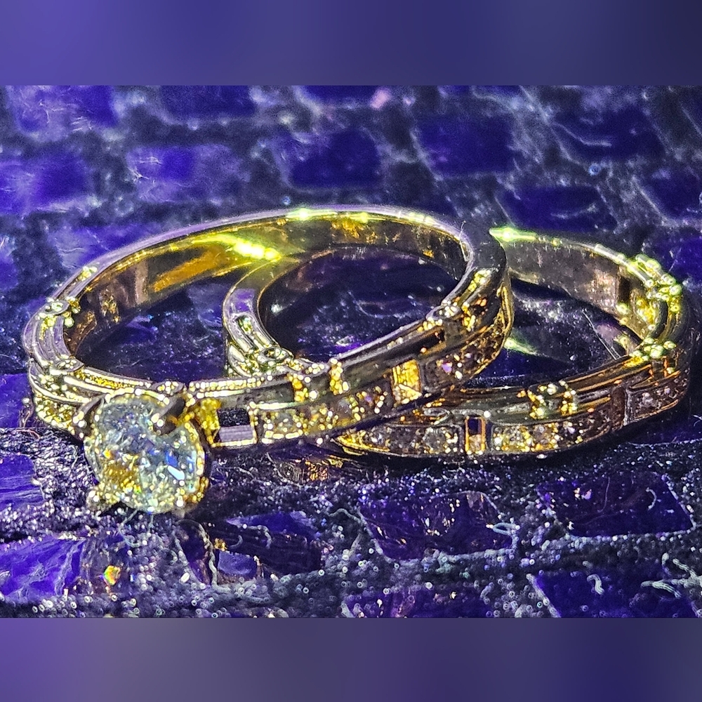 Wedding Engagement Yellow Gold Cubic Zurconia Ring Bands Size 6, 7 New